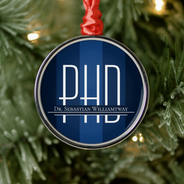 Graduate Blue PhD Abschluss Keramikornament (Baum)