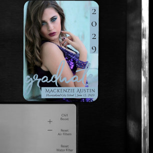 Graduate Blue Script Cooles Brush-Foto Magnet