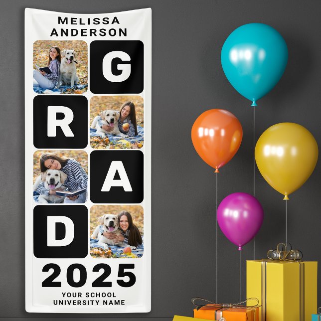 Graduate Bold 4 Foto Collage Moderner Abschluss Banner (Von Creator hochgeladen)