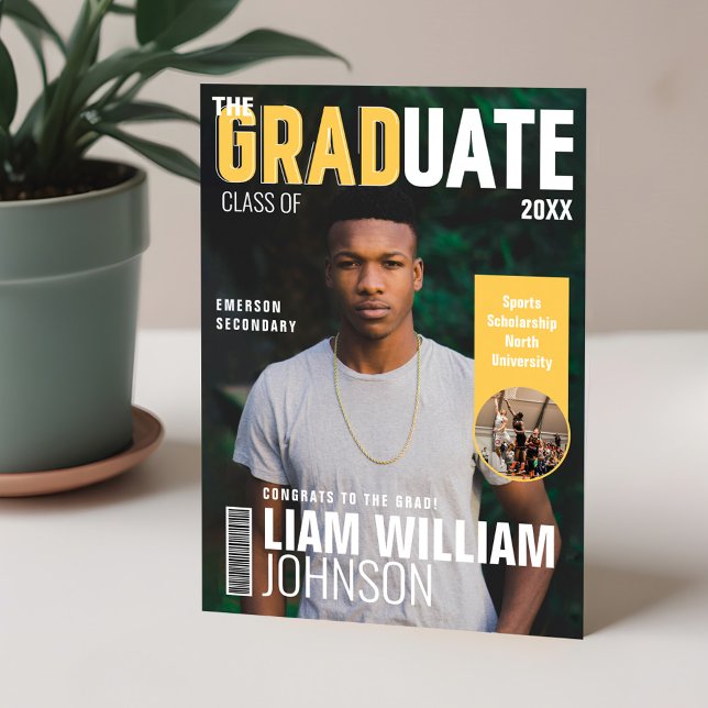 Graduate Bold Custom Grad Foto Magazine Cover Ankündigung (Graduate Bold Custom Grad Photo Magazine Cover Announcement)