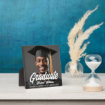 Graduate Bold Script Graduation Gift Photo Fotoplatte<br><div class="desc">This simple chic graduation photo plaque features a full photograph of your graduate. Bold simple script of your student name and class year in white typography for a modern minimalist gift. Celebrate the Class of 2026.</div>