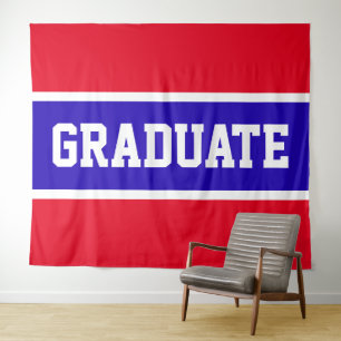 GRADUATE Bright Red White Royal Blue Streifen Wandteppich