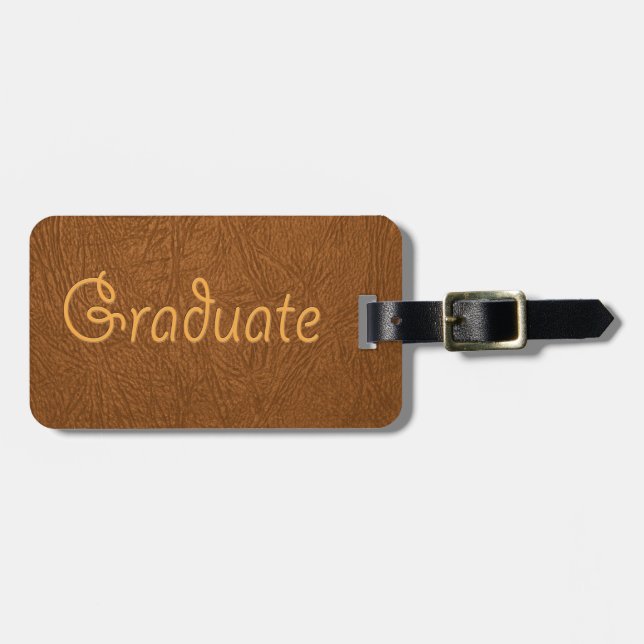 Graduate Brown Cowhide Leather Textur aussehen Gepäckanhänger (Vorderseite horizontal)
