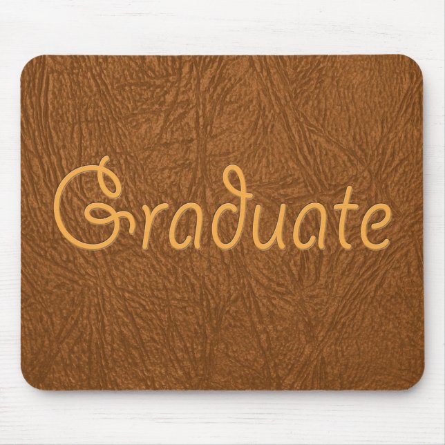 Graduate Brown Cowhide Leather Textur aussehen Mousepad (Vorne)
