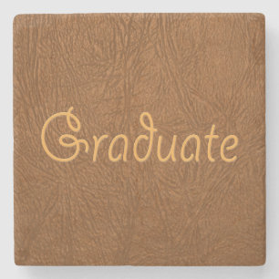 Graduate Brown Cowhide Leather Textur aussehen Steinuntersetzer