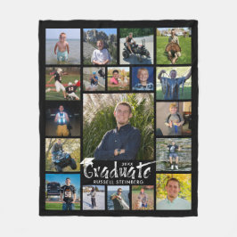 Graduate Brush Typografie 19 FotoCollage Schwarz Fleecedecke