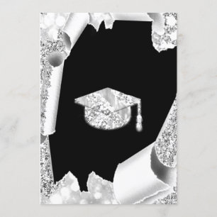 Graduate CAP Junggeselinnen-Abschied Black Gray Einladung