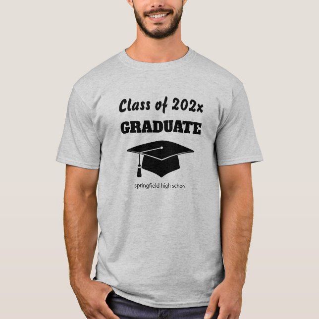 Graduate Celebration Class Black Hat Vector Art T-Shirt (Vorderseite)