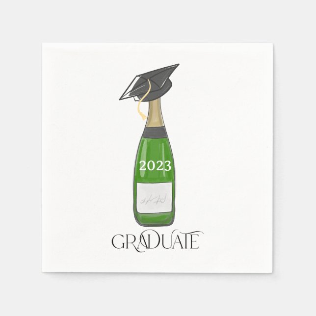 Graduate Champagne Graduation Cap Year Party Serviette (Vorderseite)