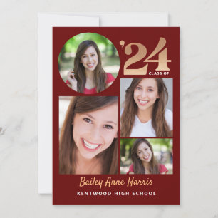 Graduate Circle Maroon Class of 2024 Printable Einladung