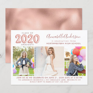 Graduate Class 2020 Rose Gold Balloon Abschluss Einladung