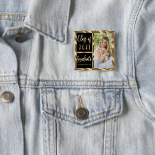 Graduate Class 2021 für Schwarz-Gold-Foto Button