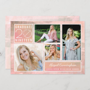 Graduate Class of 2019 4-Foto Watercolor Party Einladung