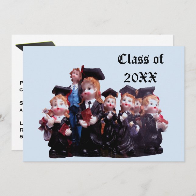 Graduate Class of 20XX Porzellan Figurines Foto Einladung (Vorne/Hinten)