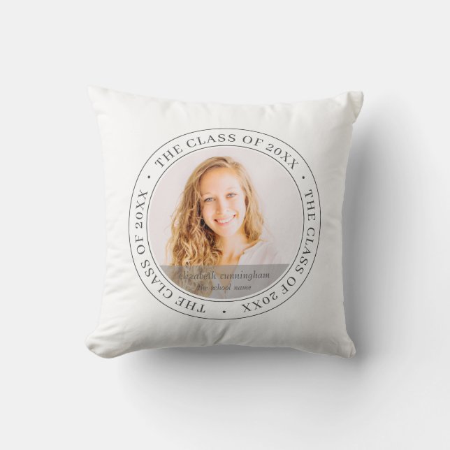 Graduate Class of 20XX Simple Modern Custom Foto Kissen (Vorderseite)