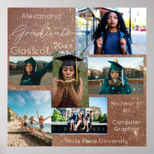 Graduate Class of Foto 3 - Rose Gold Glitzer Poster