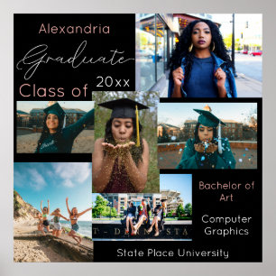 Graduate Class of Uni Foto Collage 3 - Schwarz Poster