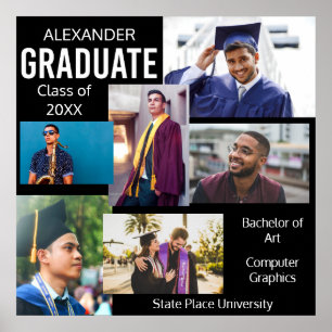 Graduate Class of Uni Foto Collage 4 - Schwarz Poster