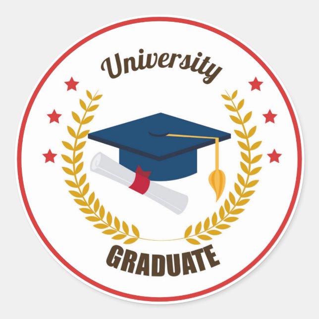 Graduate Classic Round Sticker (Vorderseite)