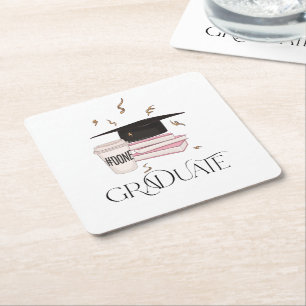 Graduate Coffee Books Graduation Cap Rechteckiger Pappuntersetzer