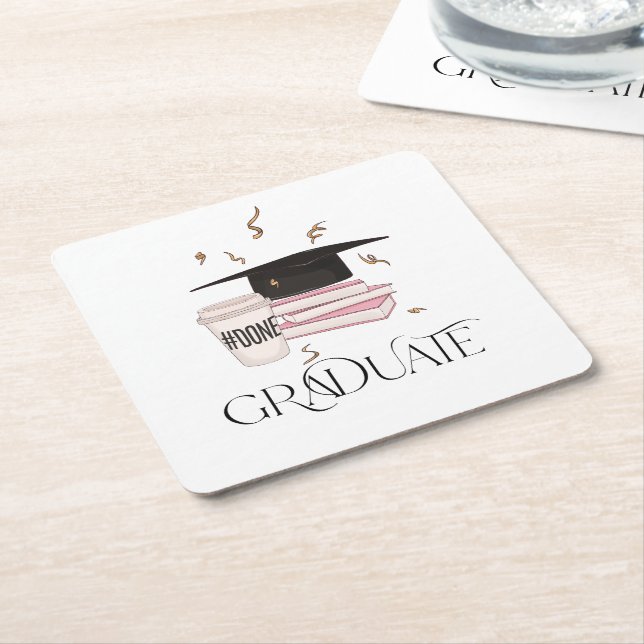 Graduate Coffee Books Graduation Cap Rechteckiger Pappuntersetzer (angewinkelt)