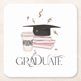 Graduate Coffee Books Graduation Cap Rechteckiger Pappuntersetzer
