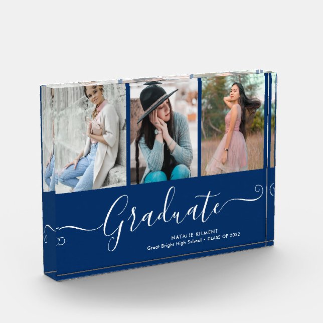 Graduate Collage Abschluss Navy Blue Foto Block (Links)