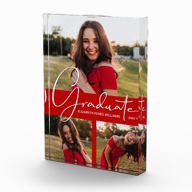 Graduate Collage Abschluss Scarlet Ankündigung Fotoblock (Rechts)