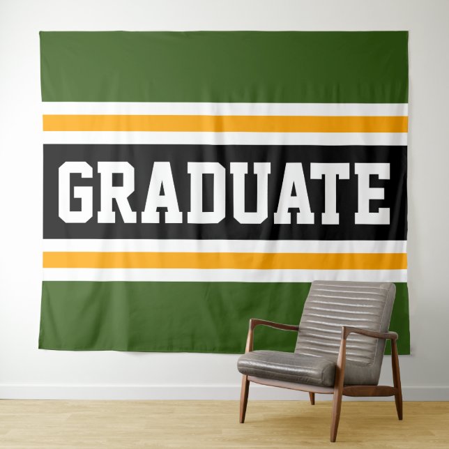 GRADUATE Collegiate Green Black Yellow Stripes Wandteppich (Beispiel (Horizontal))