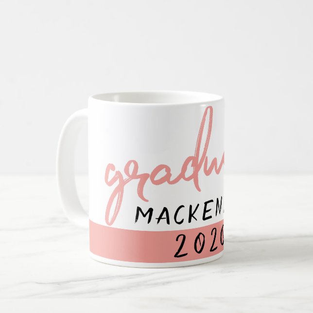 Graduate Coral Script | Handschrift mit Jahr Kaffeetasse (Vorderseite Links)