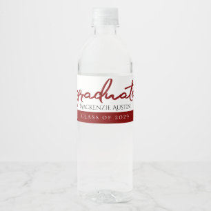 Graduate Coral Script Handschrift mit Jahr Wasserflaschenetikett