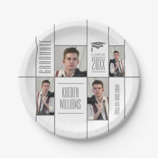 Graduate Custom Foto Collage White Paper Plate Pappteller