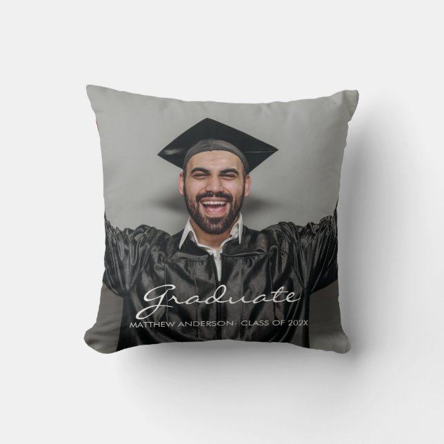 Graduate Custom Foto Throw Pillow Kissen (Vorderseite)
