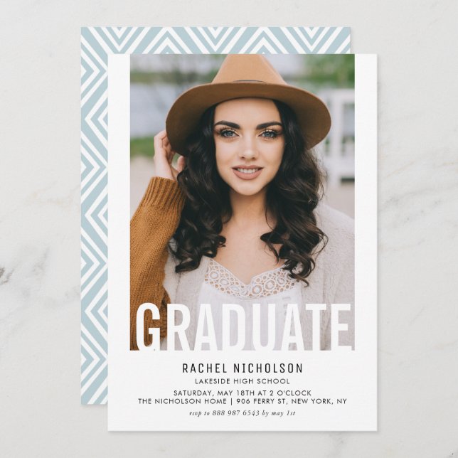 Graduate Cutout Foto Graduation Party Einladung (Vorne/Hinten)