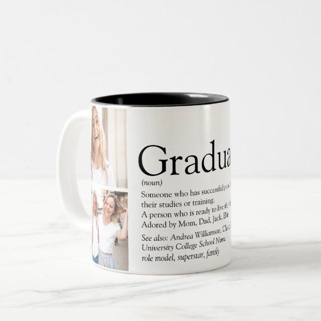 Graduate Definition Foto Collage Moderne Zweifarbige Tasse (Vorderseite Links)