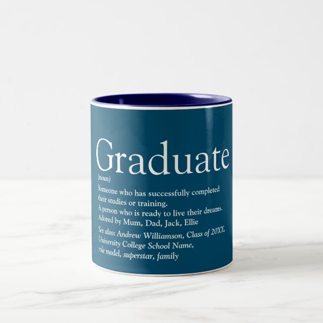 Graduate Definition Moderner Spaß Blau Zweifarbige Tasse (Mittel)