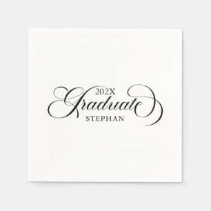 Graduate Elegant Black Script Typografy Serviette