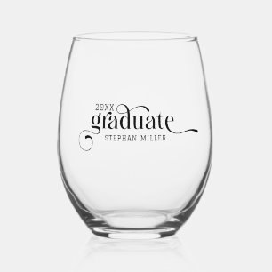 Graduate Elegant Black Wirbel Typografy Weinglas Ohne Stiel
