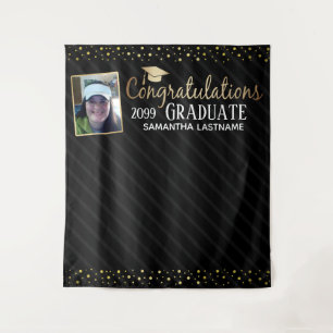 Graduate Elegant Gold Confetti Ein Foto Tapestes Wandteppich