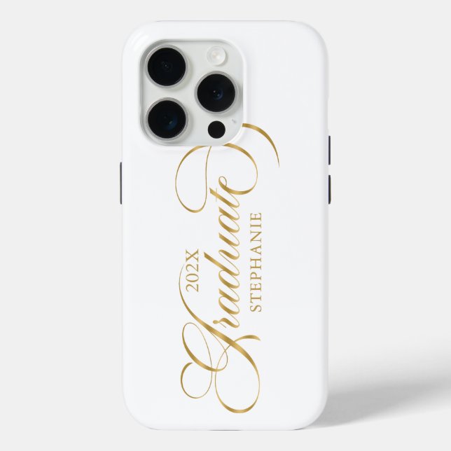 Graduate Elegant Gold Script Typografie Case-Mate iPhone Hülle (Rückseite)