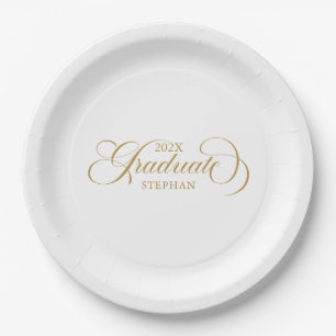 Graduate Elegant Gold Script Typografie Pappteller