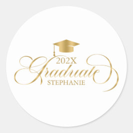 Graduate Elegant Gold Script Typografie Runder Aufkleber