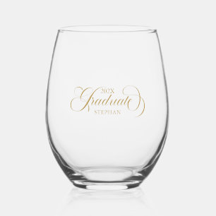 Graduate Elegant Gold Script Typografie Weinglas Ohne Stiel