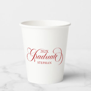 Graduate Elegant Red Script Typografie Pappbecher