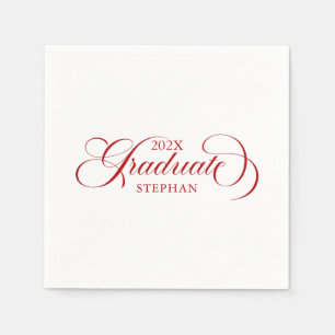Graduate Elegant Red Script Typografie Serviette