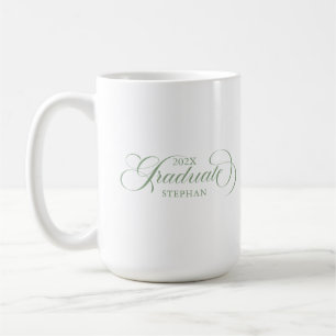 Graduate Elegant Sage Green Script Typografie Kaffeetasse