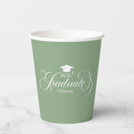 Graduate Elegant White Green Script Typografie Pappbecher