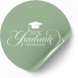 Graduate Elegant White Script Typografy Runder Aufkleber