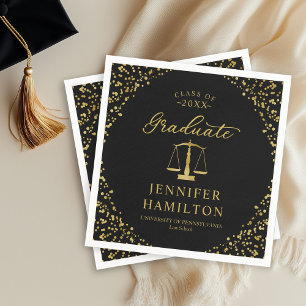 Graduate Elegante Gold Black Law School Abschluss Serviette