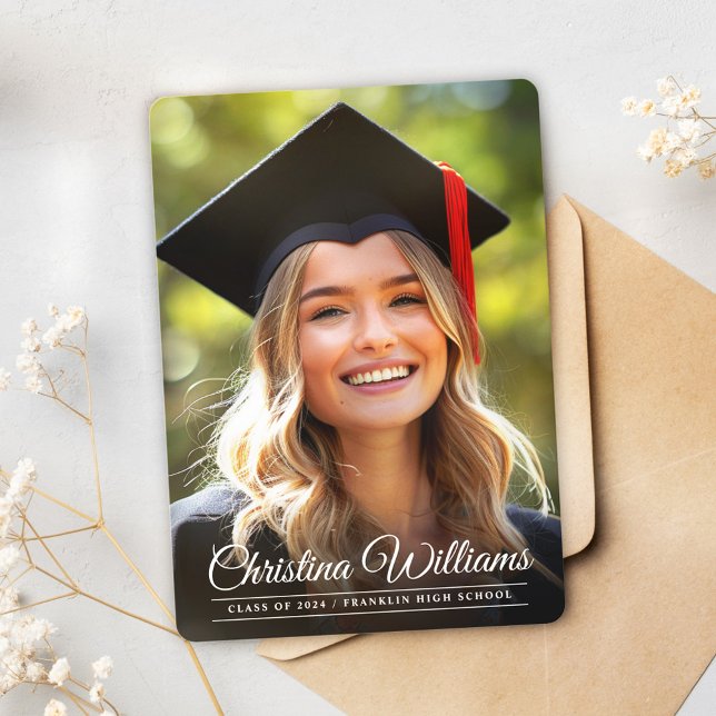 Graduate Elegante High School Foto Abschluss Einladung (Graduate Elegant High School Photo Graduation Invitation)